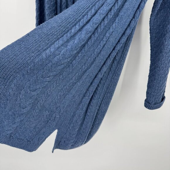 J.Jill Womens Blue Open Cable Knit Cardigan sweater size large cotton blend - Picture 7 of 12